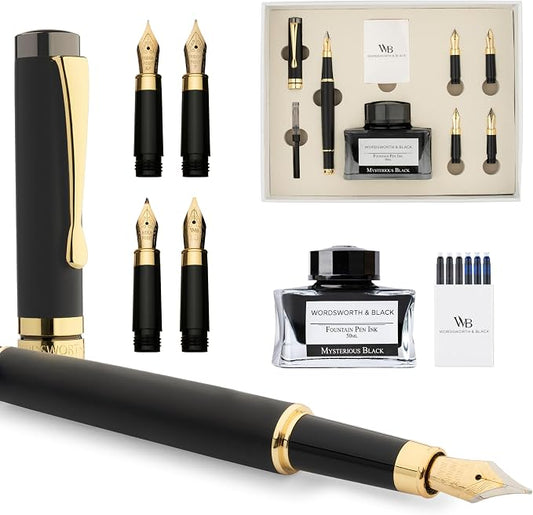 Wordsworth & Black Fountain Pen Gift Set, Includes Ink Bottle, 6 Ink Cartridges by WordsworthBlack
