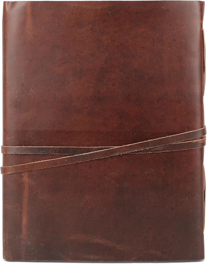 Leather Journal with Deckle Edge Paper 8x6 inch and Vintage Key | Handmade - Image 5