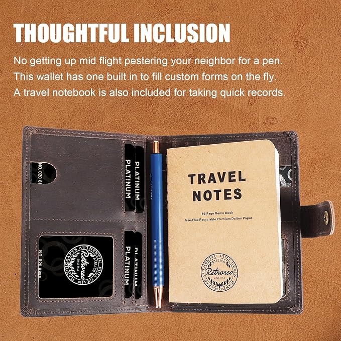 Vitus Full Grain Leather Passport Wallet, Travel Document Organizer - Image 7