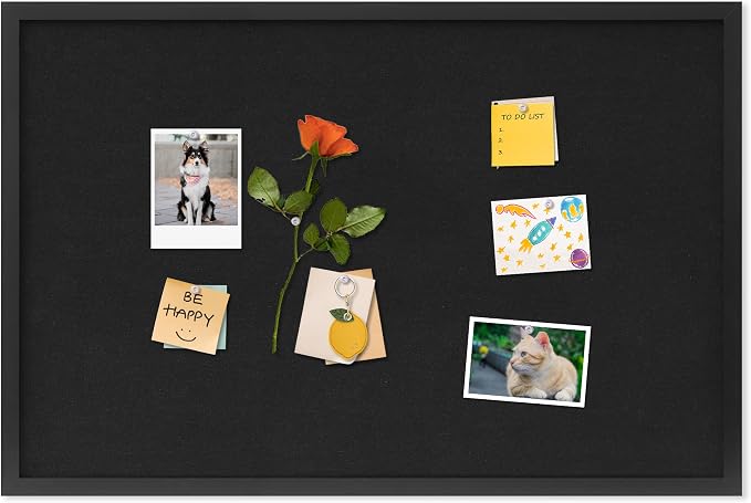 DAHAPYBOO Cork Board with Linen Black, Bulletin Board 30"x20", Corkboards by DAHAPYBOO