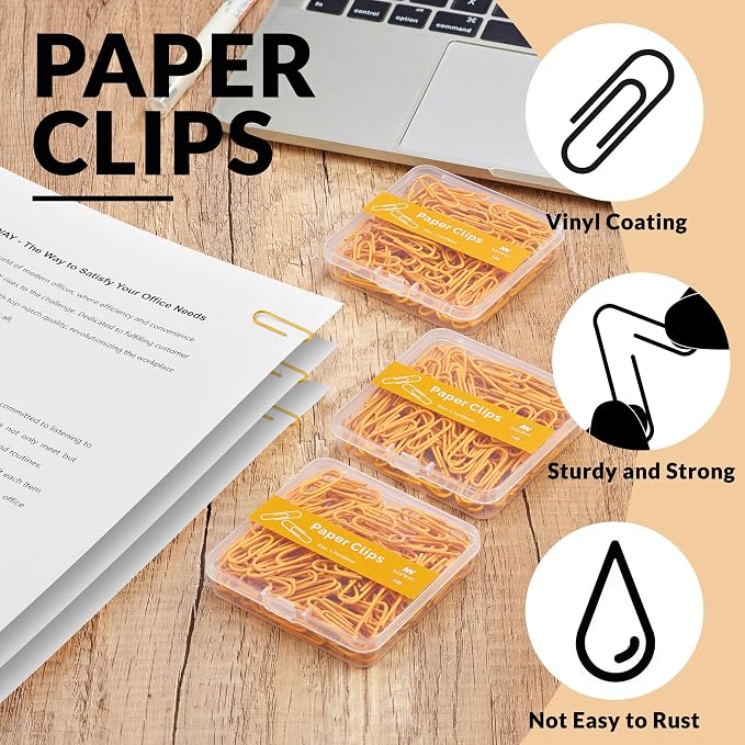 NEEWAY Small Paper Clips, 1.1 Inch Vinly Coated Colored Paperclips, 3 Pack of - Image 4