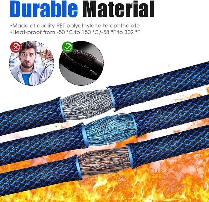 Tatuo 65.6 ft Expandable Braided Cable Sleeve Multi Size Braided Wire Sleeve - Image 4