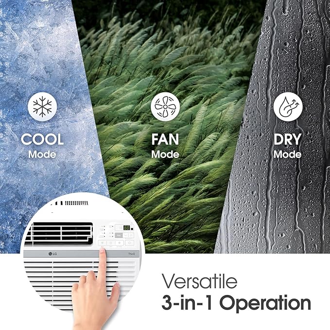 LG 10000 BTU Smart Wi-Fi Enabled, Ultra-Quite, Quick and Easy Installation Window Air Conditioner with Remote, ThinQ Technology, Washable Filter, Eco-Friendly R32 Refrigerant (White)