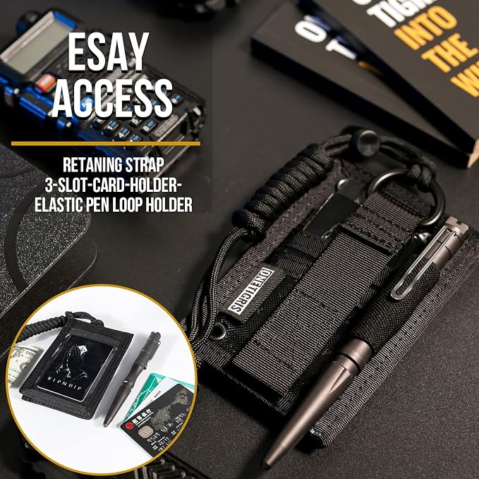 OneTigris Tactical ID Card Holder Hook & Loop Patch Badge Holder Neck Lanyard - Image 3