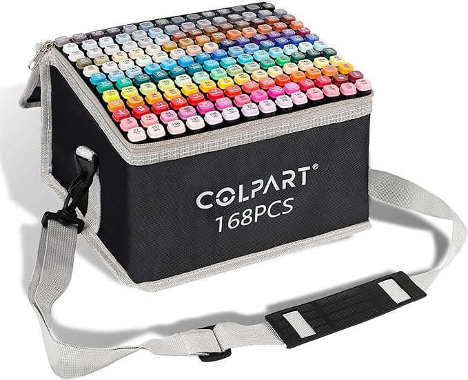 168 Colors Alcohol Markers Brush Tip Dual Tip Art Markers for Kids Marker Pens with Pen Holder and Carry Bag for Adult Coloring Painting Supplies Perfect for Painting, Coloring, Sketching and Drawing-DeskLoop Office