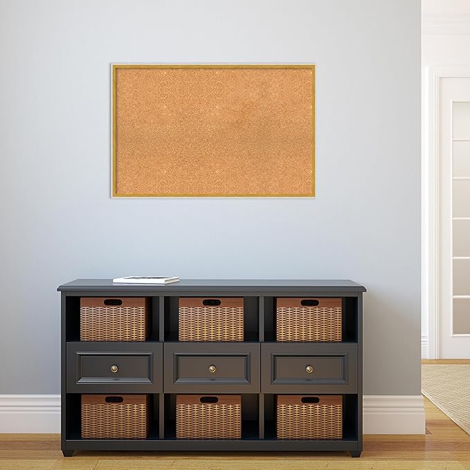 Amanti Art Natural Cork Board for Wall, 23x35 Vision Board with White Frame, Large Corkboard Office Decor for Home Organization, Modern Corkboard Pinboard to Display Items for Home Organization in-DeskLoop Office
