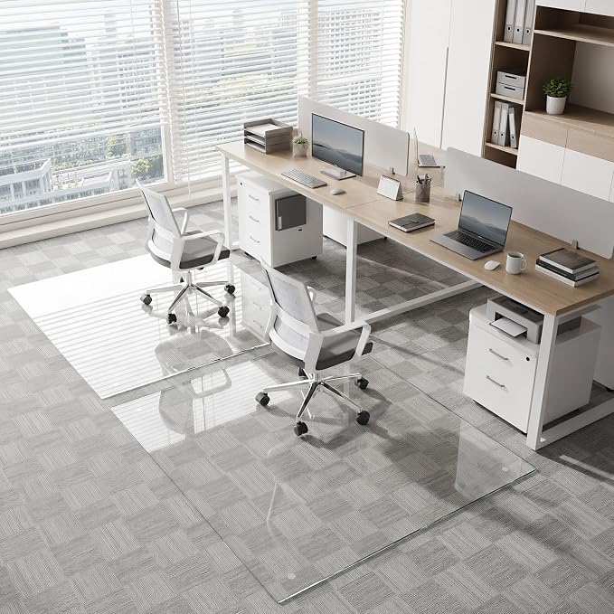Tempered Glass Chair Mat, 4 Non‑Slip Pads, Smooth Glide & Easy Clean, Carpet - Image 8