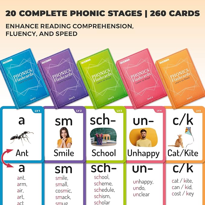 QUOKKA 1000+ Phonics Words Flash Cards - Image 3