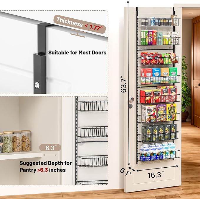 ElegantArray 8-Tier Pantry Door Organizer, Over The Door Pantry Organizer Rack - Image 3