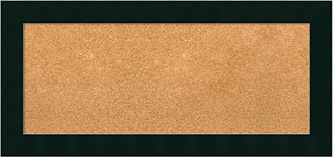 Amanti Art Natural Cork Board for Wall, 16x34 Vision Board with Black Wood Frame, Medium Corkboard Office Decor for Home Organization, Modern Corkboard Pinboard to Display Items for Home Organization-DeskLoop Office