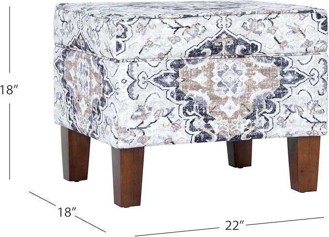 Home Decor | Dinah Collection Modern Storage Ottoman | Ottoman with Storage for Living Room & Bedroom(Antiqued Ebony Cream)-DeskLoop Office
