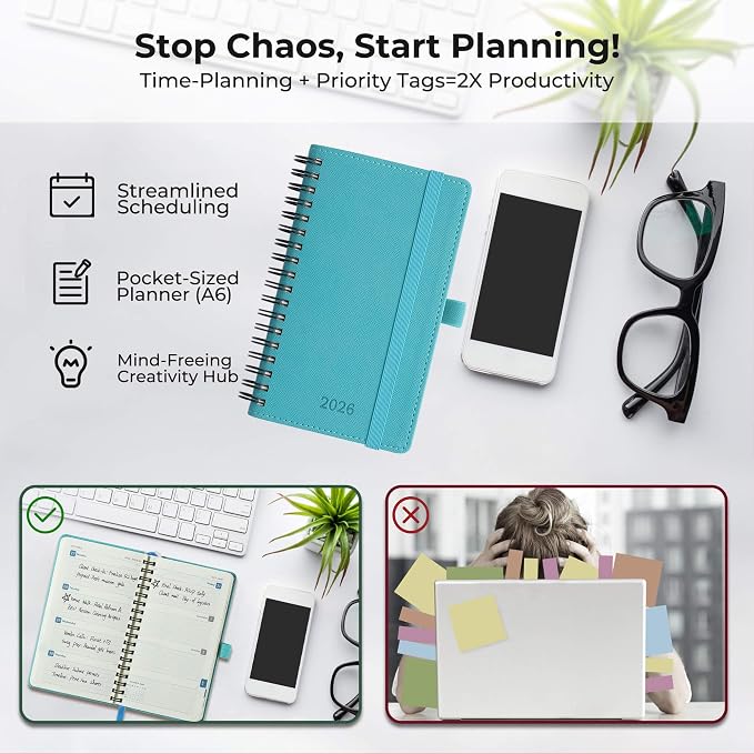 IN-LUXPRO Planner 2026 Daily Weekly and Monthly, 6.5"x3.75", 12 Months Spiral - Image 8