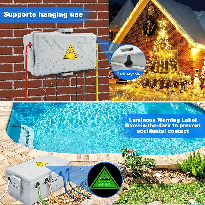 Hrensaw Medium Outdoor Electrical Box, Weatherproof Connection Box w/6 Cable - Image 4