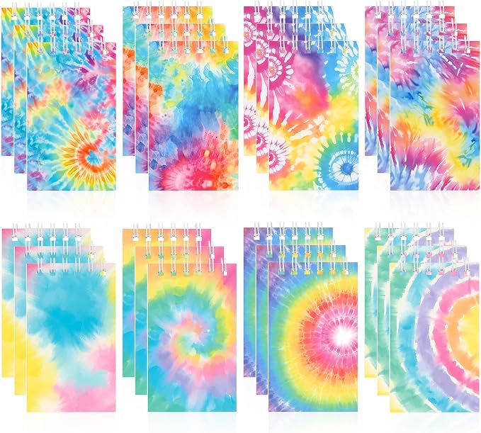 Hooqict 24 Pack Mini Tie Dye Notepads Multicolor Pocket Notebooks Small Spiral by Hooqict