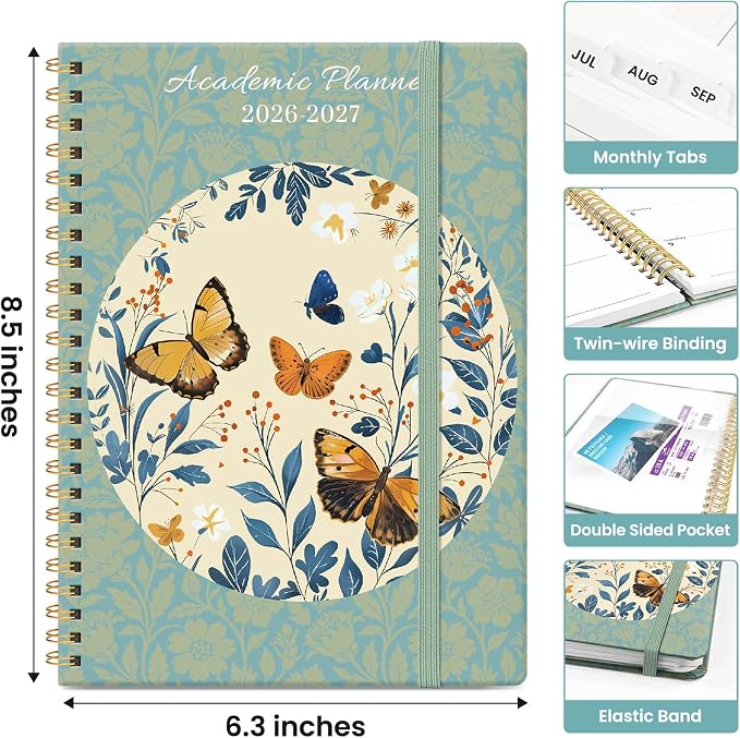 Planner 2026–2027, Academic Monthly Weekly Spiral Calendar, July 2026 – June - Image 4
