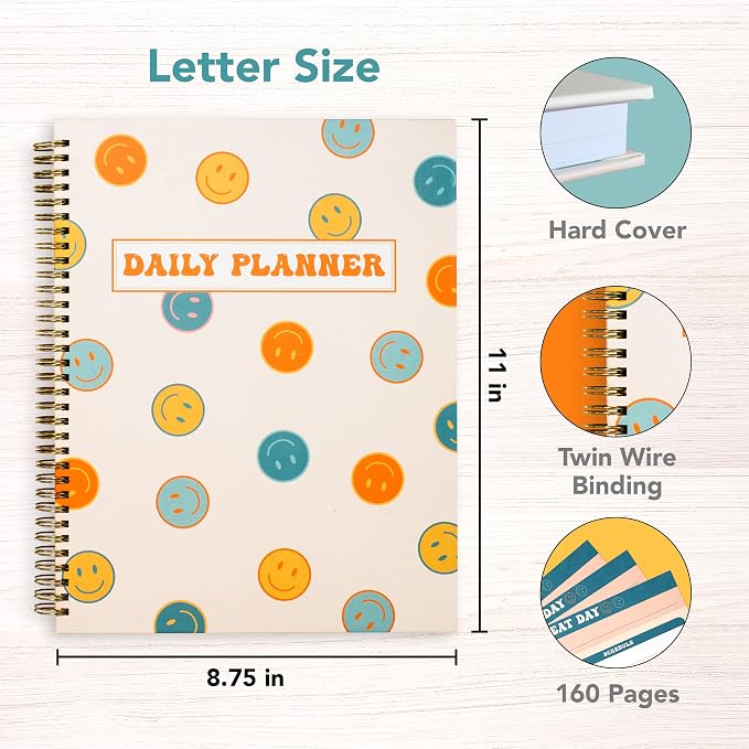 Undated Daily Planner Notebook 8.5x11, To Do List Notebook, Habit Tracker - Image 3