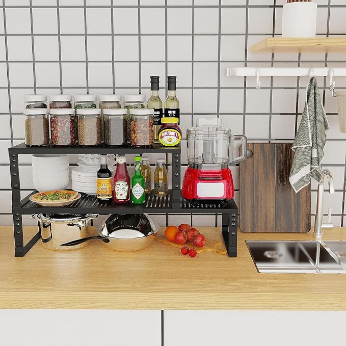 Jojocross Expandable Cabinet Shelf Organizer Storage Spice Rack Shelves - Image 2