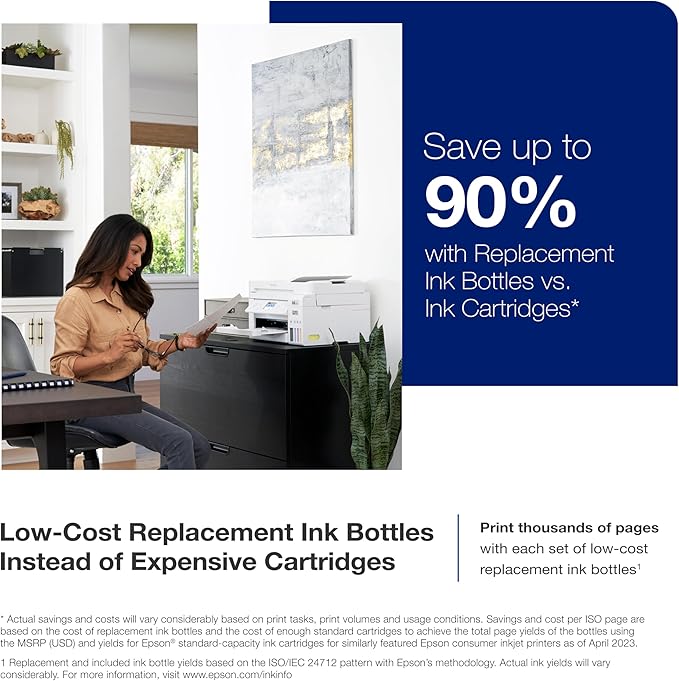 Epson EcoTank ET-4800 Wireless All-in-One Cartridge-Free Supertank Printer & EcoTank ET-M1170 Wireless Monochrome Supertank Printer with Ethernet Plus 2 Years of Unlimited Ink*,White-DeskLoop Office