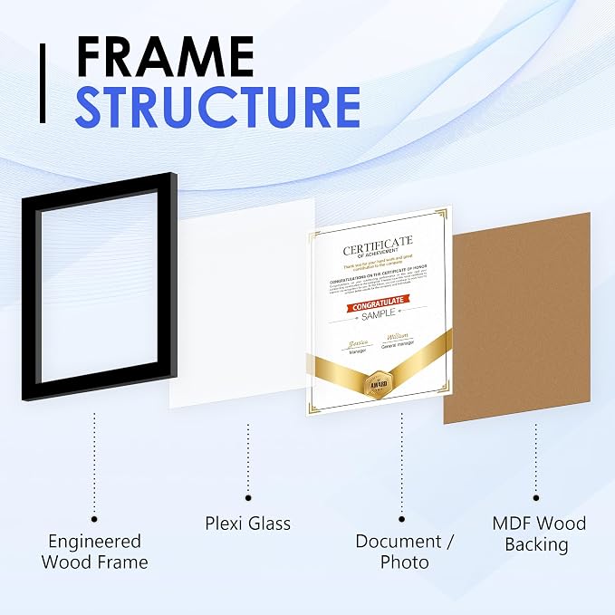 FIXSMITH 11x14 Diploma Frame, 6 Pack Black Picture Frames - Image 3