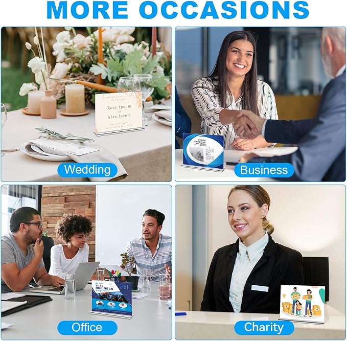 EHWINE Acrylic Sign Holder 4 x 6 Horizontal, 20 Pack Double-Sided Stand up - Image 6