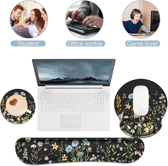 Ergonomic Mouse Pad with Wrist Rest and Keyboard Wrist Rest, Memory Foam Wrist - Image 4