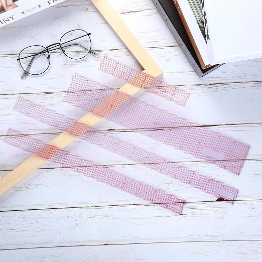 Pelopy 4 Pieces Clear Plastic Ruler Grid Transparent Ruler Plastic Straight - Image 5