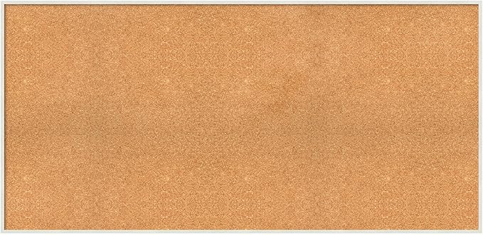 Amanti Art Natural Cork Board for Wall, 27x55 Vision Board with White Frame, Oversize Corkboard Office Decor for Home Organization, Modern Corkboard Pinboard to Display Items for Home Organization in-DeskLoop Office