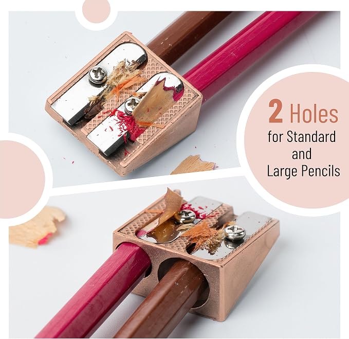 Mr. Pen- Handheld Metal Pencil Sharpener, 6 Pack | 2-Hole Dual Size, Rose Gold - Image 8