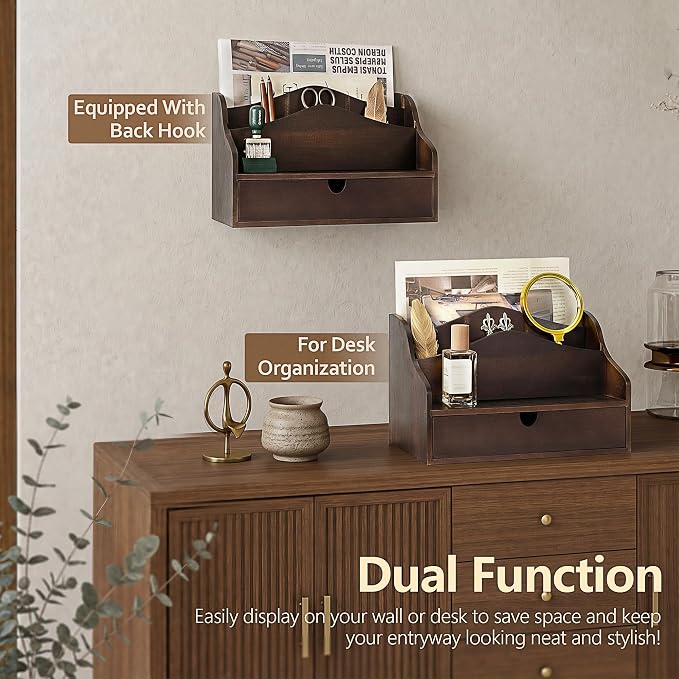 Rebee Vision Acacia Wood Mail Organizer - Image 4