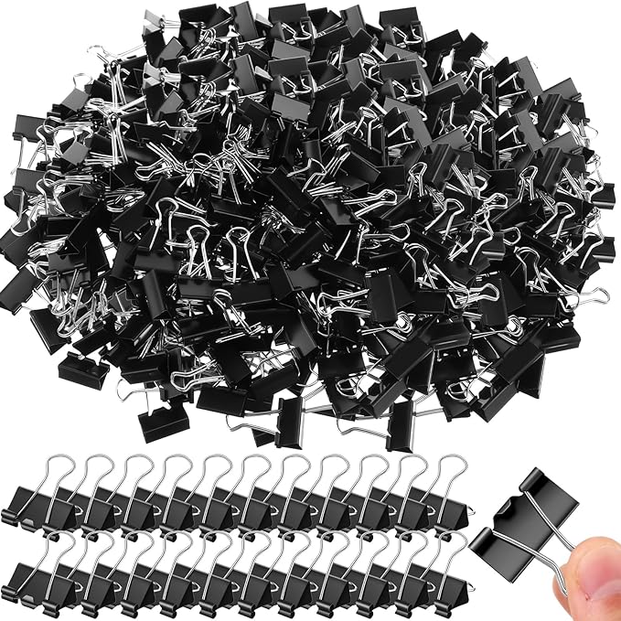 Jetec 500 Pieces 1 Inch Black Binder Clips Bulk Medium Paper Clamps Metal Paper by Jetec