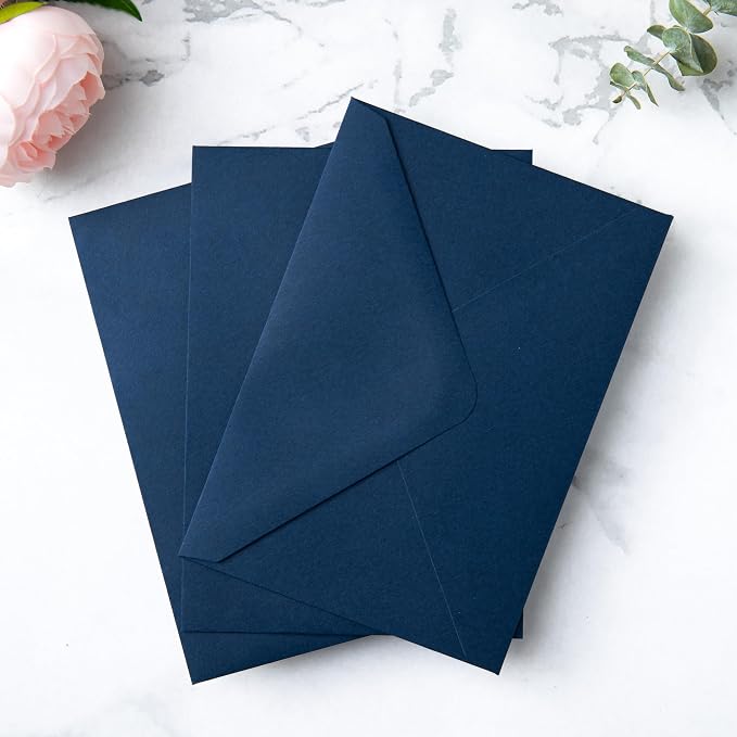PONATIA 50 Pack A1 Envelopes, 3.62 x 5.2'' Navy Blue Envelopes Perfect - Image 6