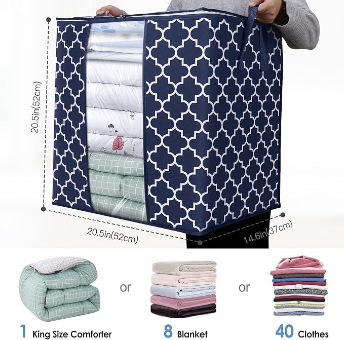 WISELIFE Storage Bags 3 Pack/100L Large Blanket Clothes Organization and - Image 2