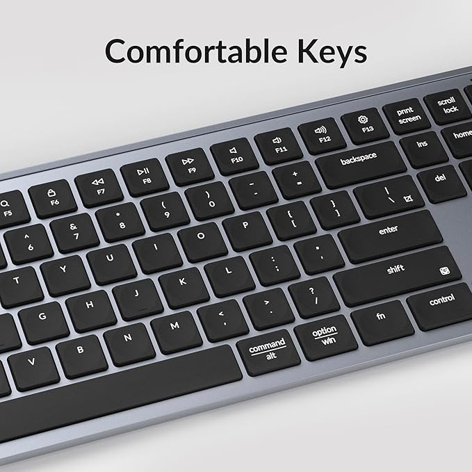 Keychron B6 Pro Ultra-Thin Wireless Keyboard, Full-Size ZMK with Numeric Keypad Quiet Typing, 2.4 GHz/Bluetooth 5.2/Wired Connection Long Battery Life, Compatible with Mac Windows Linux - Space Gray-DeskLoop Office