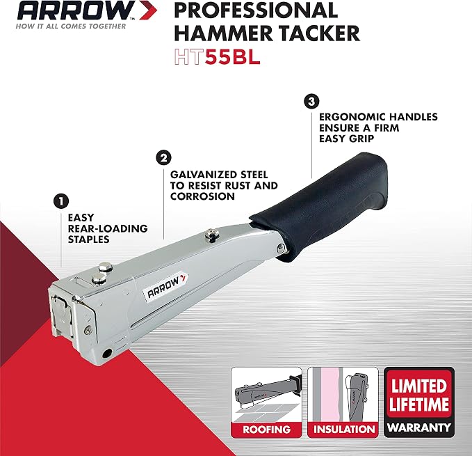 Arrow HT55BL Hammer Tacker, Manual Stapler - Image 2