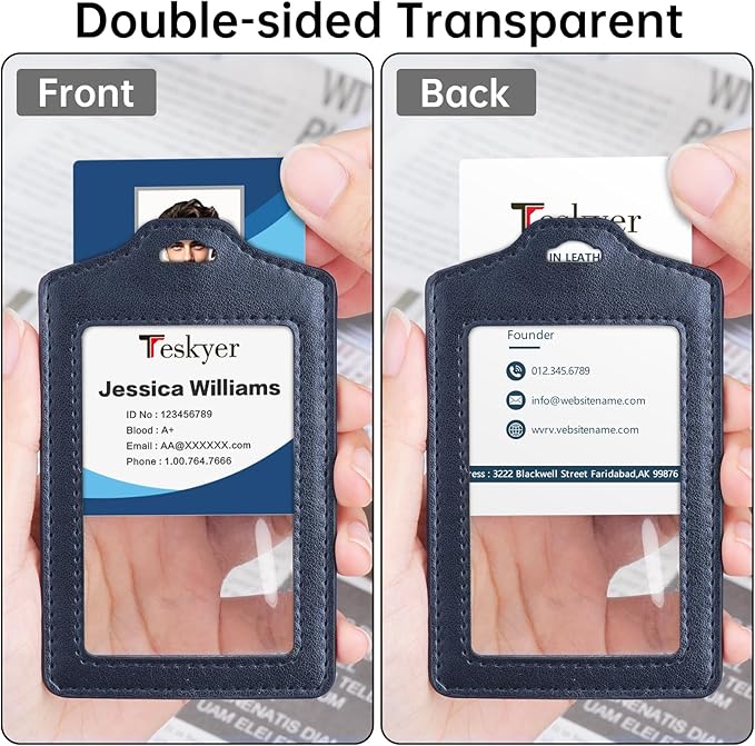 Teskyer 2 Pack Double Sided Clear Badge Holder - Image 2