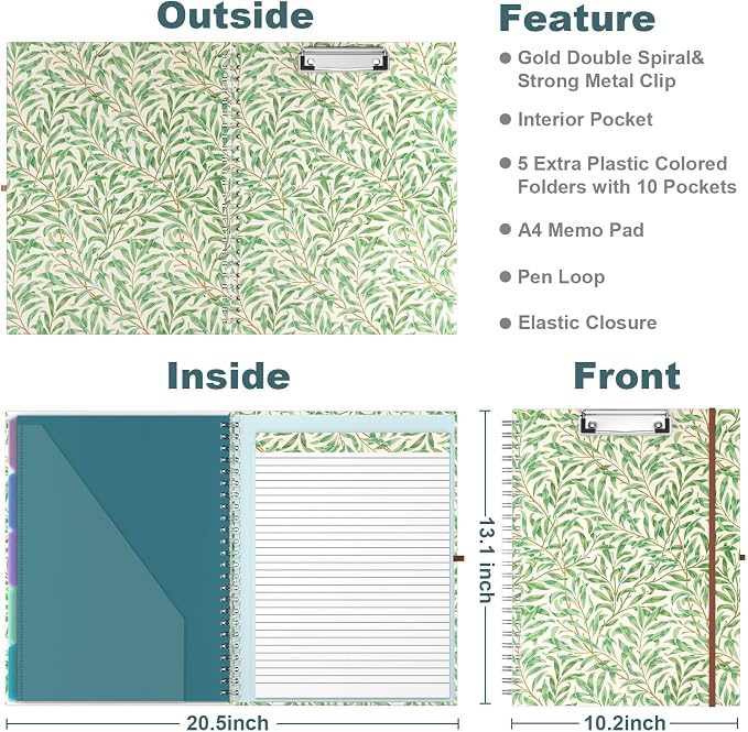 Hongri Clipboard Folio with Refillable Lined Notepad, 8.5 x 11 Folders with - Image 3