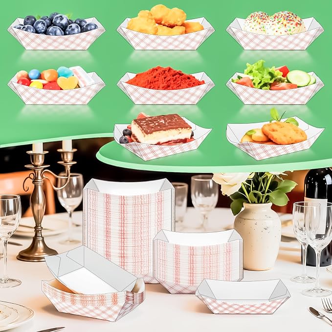 100 Pack Checkered 1/4Lb Small Paper Food Boat Trays, Mini Disposable Paper - Image 6