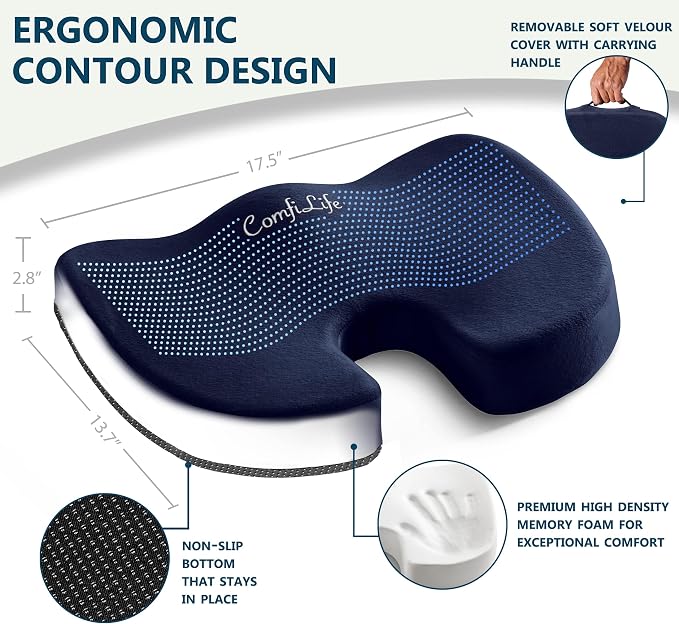 ComfiLife Premium Seat Cushion – 100% Memory Foam Office Chair Cushion - Image 3