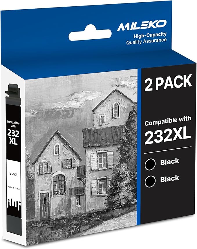 232XL Black Ink Cartridges Remanufactured Replacement for Epson 232 Black Ink Cartridge for Epson 232 Ink Cartridge 232XL 232 XL for Epson XP-4200 XP-4205 Workforce WF-2930 WF-2950 Printer (2 Black)-DeskLoop Office