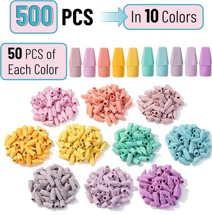 Mr. Pen- Pencil Erasers Toppers, 500 Pack, Latex Free, No Smudge | Mr Pen - Image 2