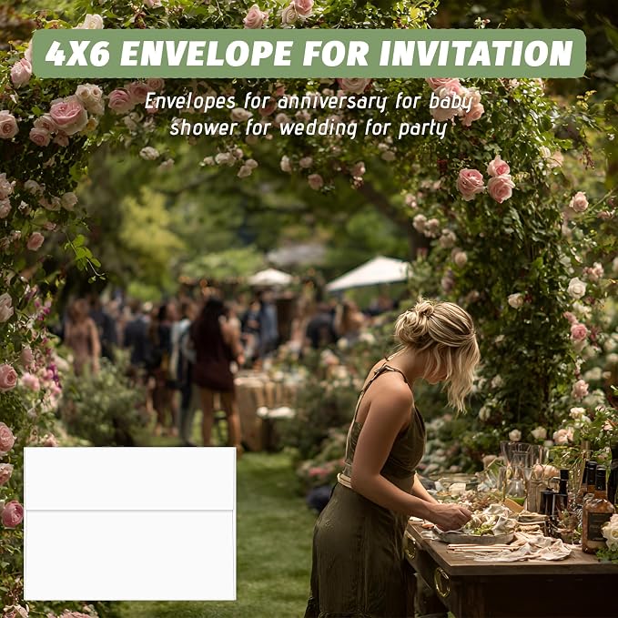 4x6 Envelopes For Invitation, A4 Envelope white, 50 pack 4x6 card Envelopes - Image 7