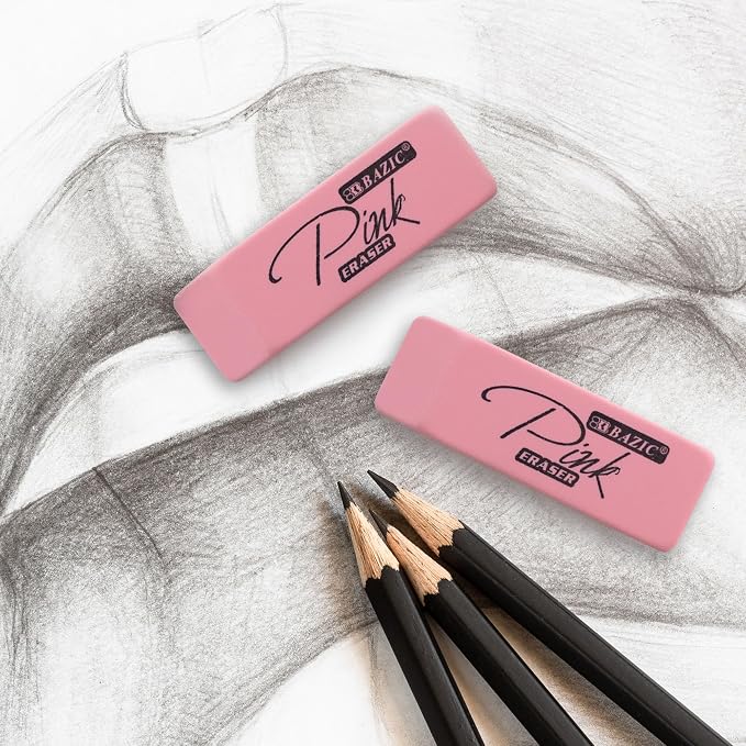 BAZIC Products Pink Bevel Block Erasers, Latex-Free - Image 7