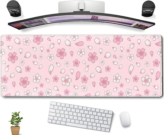 Cherry Blossom Mouse Pad Kawaii Pink XL Large Extended Gaming Desk Mat Cute by DCJJM