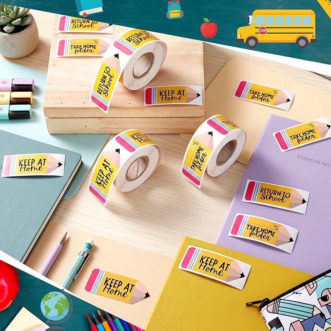 600 Pcs 3 Rolls Student Homework Folder Labels Take Home Folder Return to - Image 3