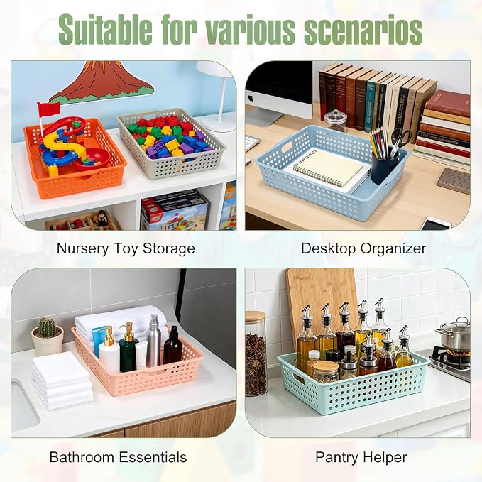 6 Pieces Plastic Turn in Bins for Classroom, Colorful Classroom Baskets - Image 5