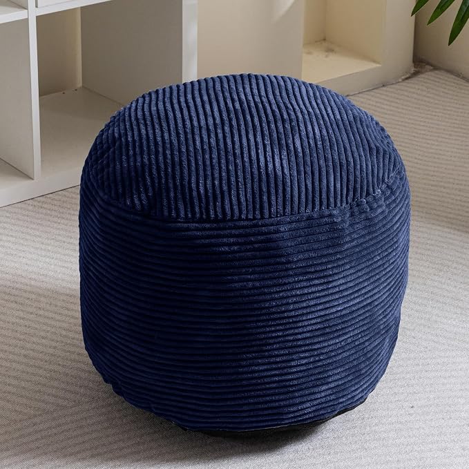 HIGOGOGO Round Stuffed Pouf Ottoman, Corduroy Poufs - Image 5
