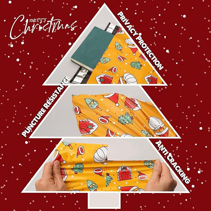 Christmas Poly Mailer 10x13 Inch 100 Pcs, Waterproof Shipping Bags for Clothing, Tear-Resistant Mailier, Strong Mailing With Self-Seal - Santa Claus Printed-DeskLoop Office