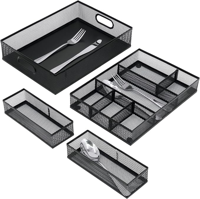 Neudeco Desk Drawer Organizer, 4 Pack Metal Mesh, Pen Organizer, Office - Image 9