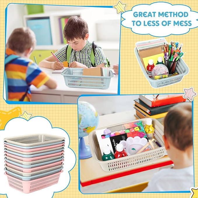 Zhehao 14 x 10 x 4 Inch 16 Pack Paper Organizer Basket Small Plastic Storage - Image 5