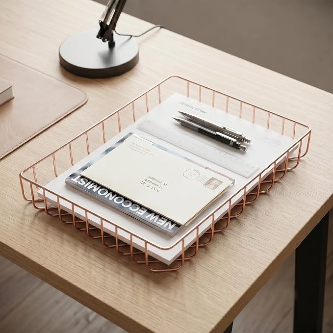 Elegant Gold Wire Desk Tray Organizer - Image 4